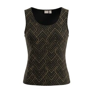 Chico's Travelers Art Deco Metallic Tank Top Women's 3 XL 16/18 Gold Black